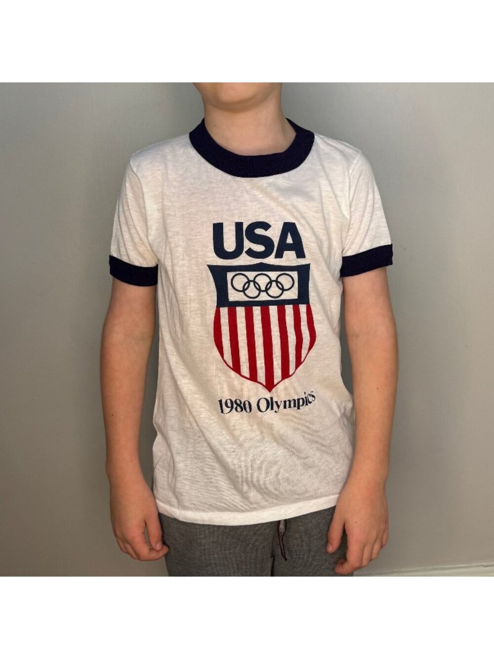 Vintage 1980 Olympics USA T-Shirt, Kid's, Anvil Size Youth Medium